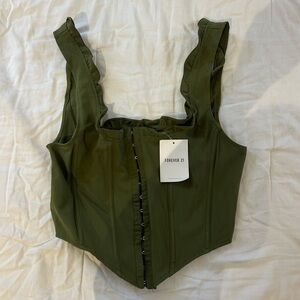 Forever21 Green Ruffle Corset Top